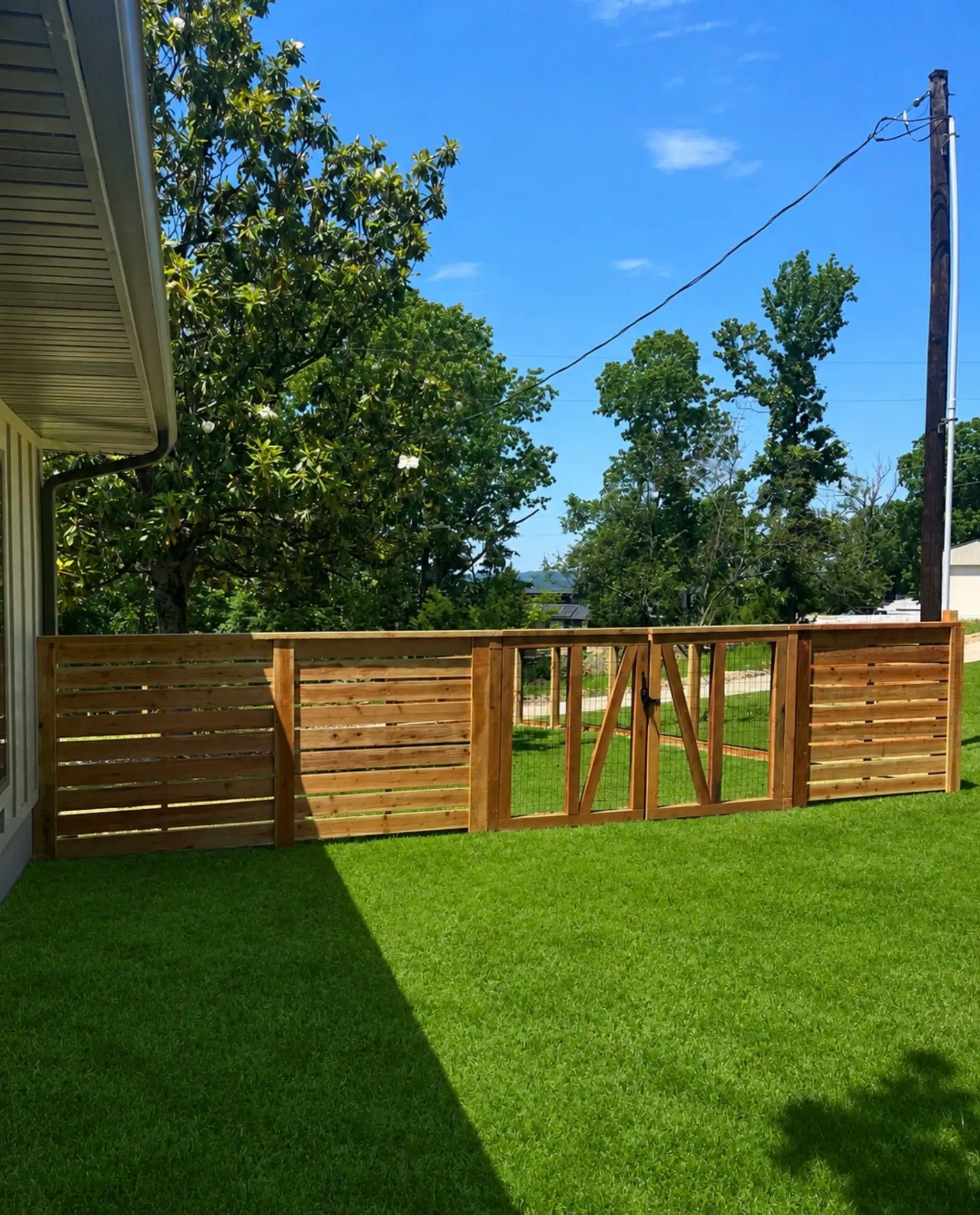 Custom Redwood & Wire Fence